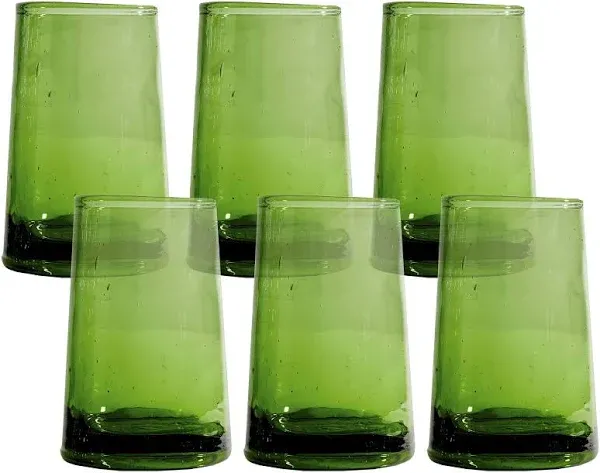 Moroccan Cone Glassware Set of 6 Green / Large