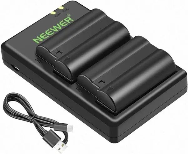 Neewer EN-EL15 Batteries 2-Pack with Dual USB Charger Kit