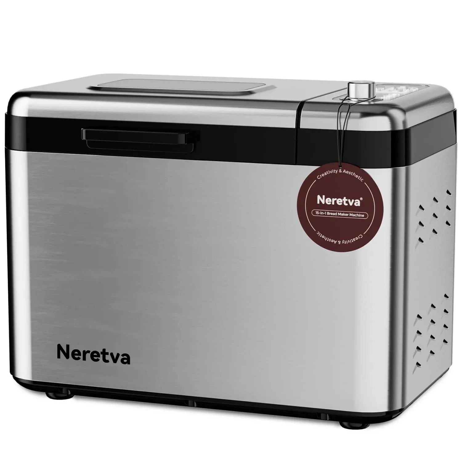 Neretva Bread Maker 3.3LB Larger Bread Machine 15-in-1 Stainless Steel