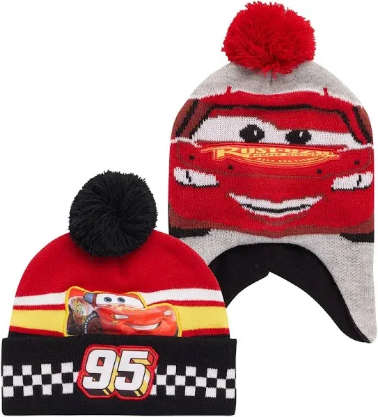 Disney Toddler Boys Lightning McQueen Pom Pom Beanie Hat