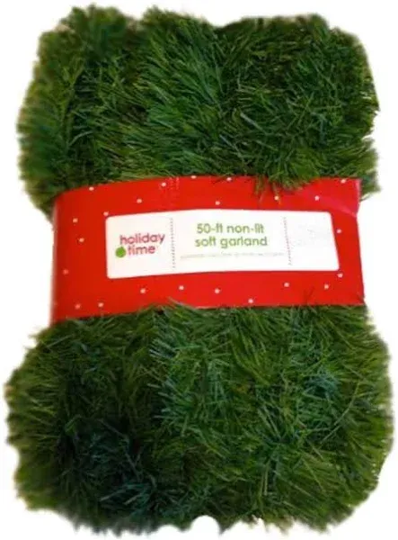 Holiday Times 50 Foot Non-Lit Green Holiday Soft Garland (Pack of 2)