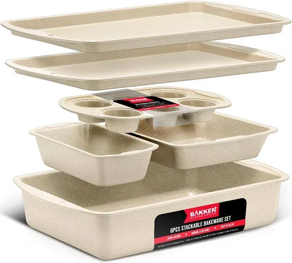 Bakeware Set – 6 Piece – Stackable, Deluxe,New free freight