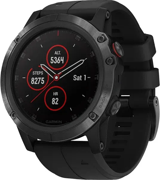 Garmin Unisex Smartwatch Fenix 5 Plus Black Strap Heart Rate GPS 010-01988-06