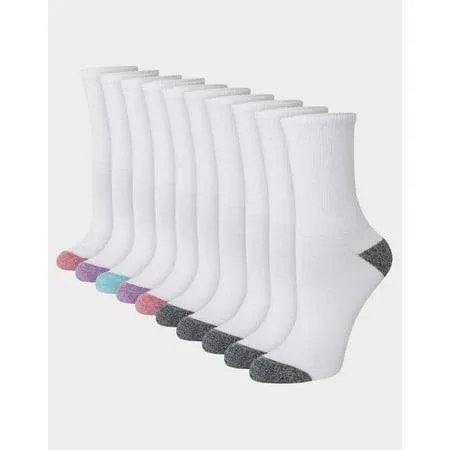 Hanes Women's Comfort Fit Crew Socks, Extended Size 10-Pack