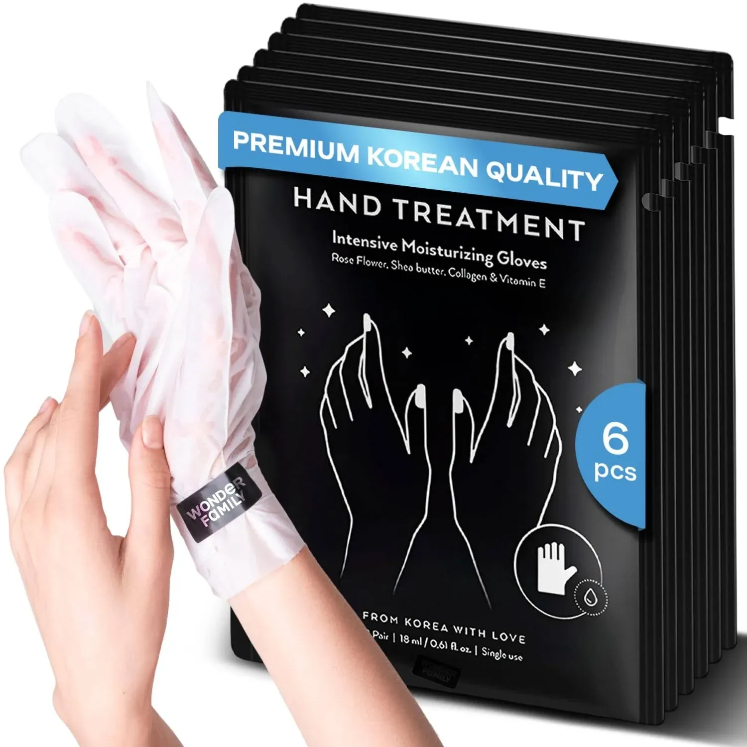 Wonder Family Moisturizing Gloves for Overnight Hand Treatment & Care - Hand Moisturizer Gloves Overnight - Hand Mask Gloves for Relaxing Hand Spa - Collagen Hand