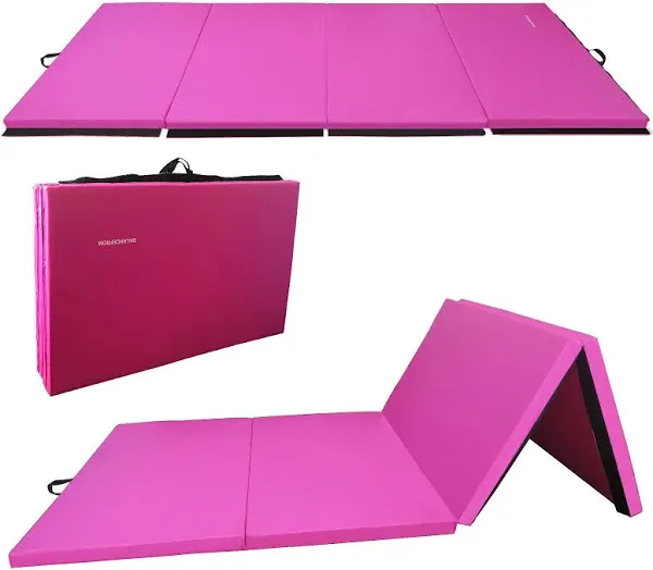 All Purpose 4'x8'x2" Extra Thick High Density Anti Tear Gymnastics Gym Folding Exercise Aerobics Mats, Multiple Colors Available