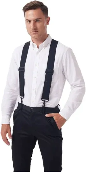 Hook On Suspenders for Men Heavy Duty X Back 2 Inch Adjustable Elastic Straps