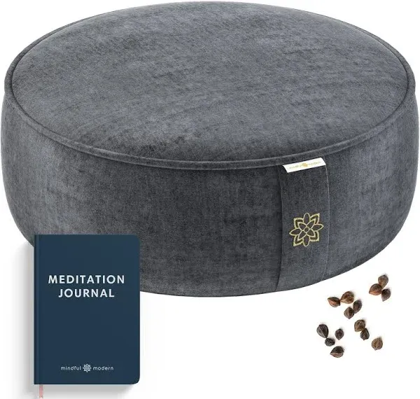 Mindful and Modern Velvet Meditation Cushion - Luxury Zafu Floor Emerald Green