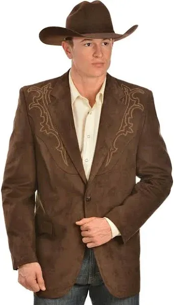 Circle S Mens Chestnut 100% Microsuede Galveston Boot Stitch Jacket Blazer