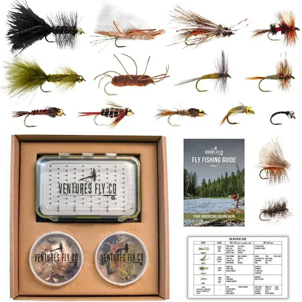 Ventures Fly Co. 40 Premium Hand Tied Fly Fishing Flies Assortment