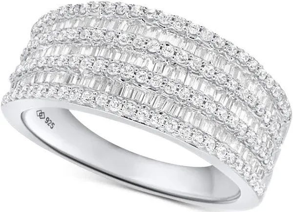 Macy's Women's Diamond Round & Baguette Multirow Statement Ring