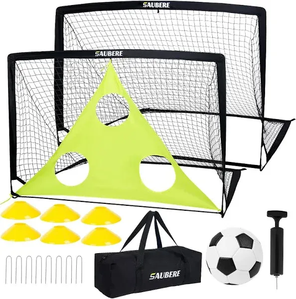 6x4 ft Kids Soccer Goals for Backyard Set of 2- Portable Pop Up Soccer Net fo...