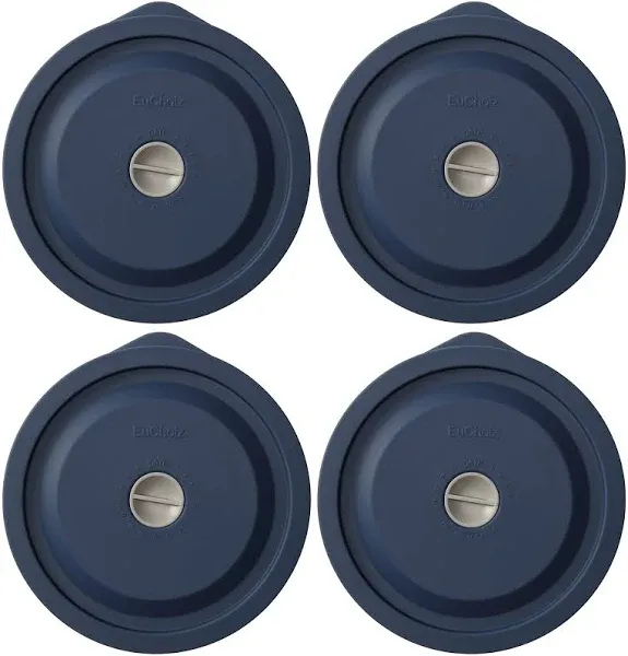 Replacement Lids for Pyrex 7201-PC 4 Cup, Silicone Round Storage Cover Lid for Anchor Hocking Glass Bowl 4 Pack with Date Mark Dark Blue