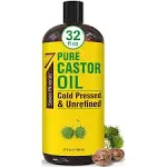 Cold-Pressed Castor Oil for Massage, 32 oz | Therapeutic Grade Carrier Oil