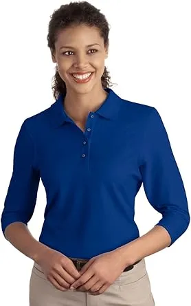 Port Authority Women's Silk Touch 3/4, Sleeve Sport Shirt, royal, Large