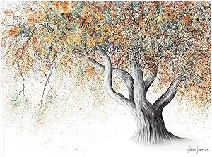 Fine Art Canvas Rusty Autumn Tree Canvas Wall Decor by Artist Ashvin Harrison for Living Room, Bedroom, Bathroom, Kitchen, Office, Bar, Dining & Guest Room - Ready to Hang - 43 in x 32 in