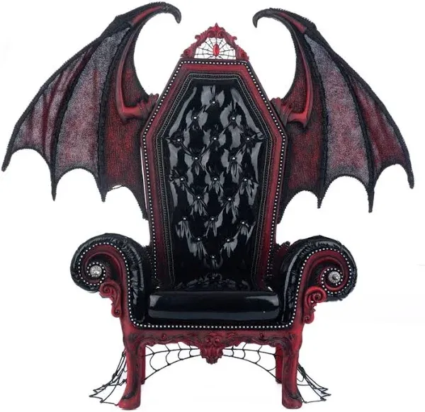 Katherine&#039;S Collection 2023 Eternal Devotion 25&#034; Bat Chair Figurine, Red/Blac...