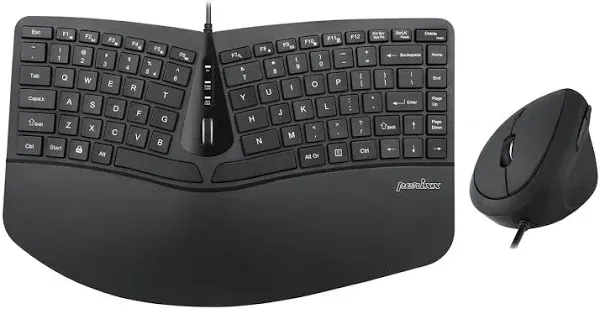 Perixx PERIDUO 413 Wired Ergonomic Mini Keyboard and Vertical Mouse Black