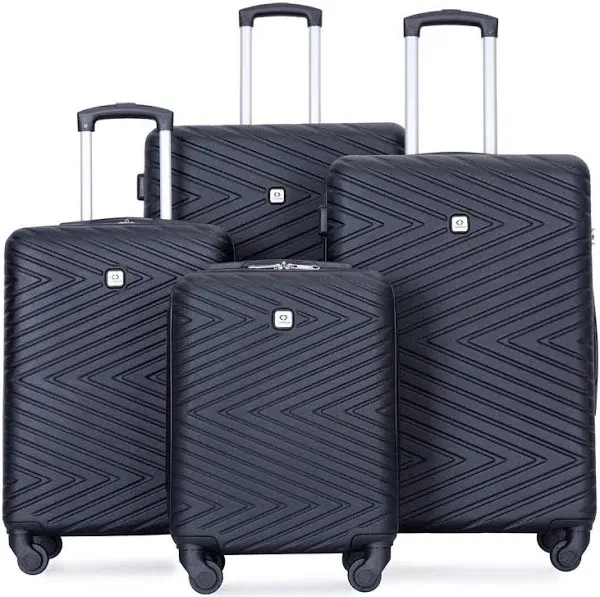 4-Piece Black Hardshell Luggage Set with TSA Locks &amp; Spinner Wheels