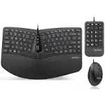 Perixx PERIDUO-406A, 3-in-1 Wired Compact Ergonomic Keyboard with Vertical Mouse and Numeric Keypad - Adjustable Palm Rest - Tilt Wheel - Membrane Low Profile Keys - US English Layout