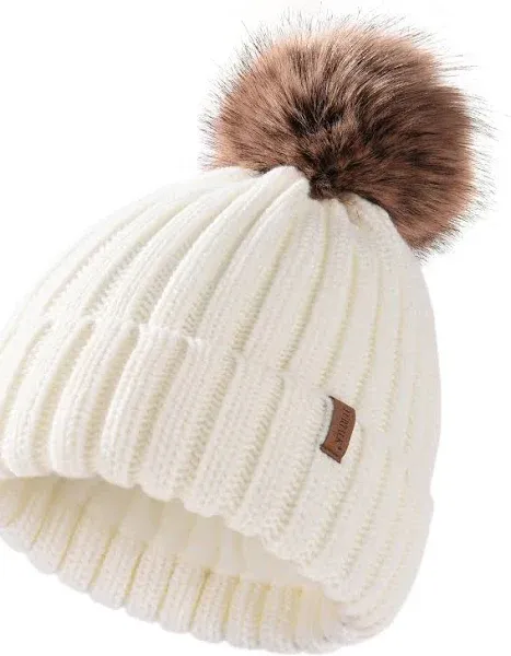 FURTALK Kids Winter Knitted Pom Beanie Hat