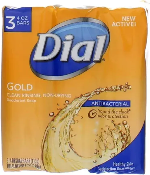 Dial Antibacterial Deodorant Bar Soap, Advanced Clean, Gold, 4 Oz, 3 Bars