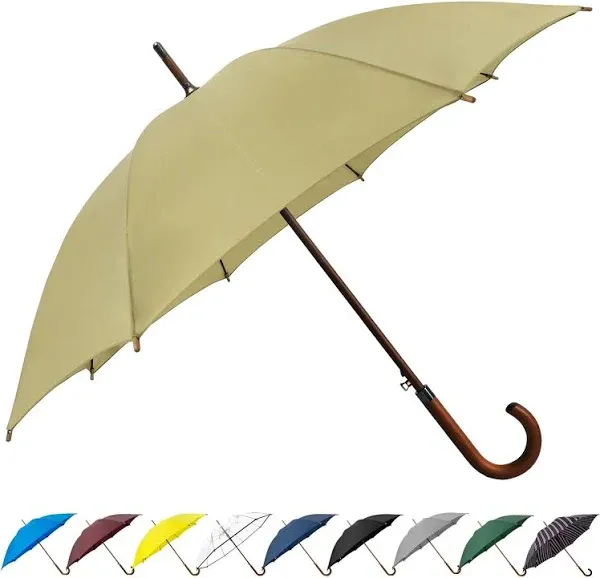 SoulRain 48" Arc Classic Wood Handle Auto Open Windproof Clear Unbreakable Stick Rain Umbrella