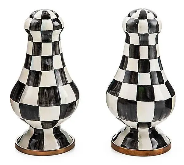 MacKenzie-Childs Courtly Check Enamel Large Salt & Pepper Shakers