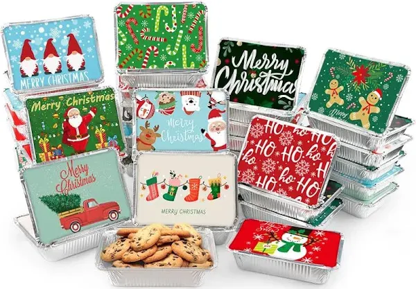 AKEROCK 50 Pcs Christmas Cookie Tins with Lid