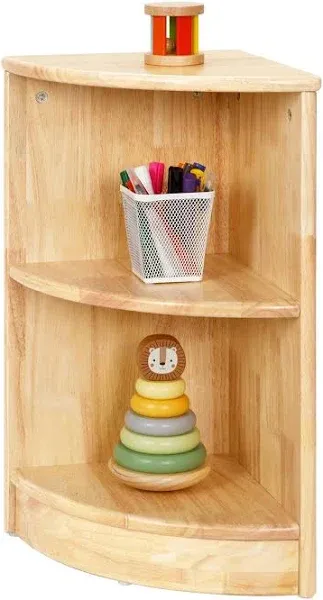 Rubber Wood Corner Cabinet, 2-Tier Toy Organizers and Storage