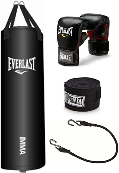 Everlast 70lb Heavy Bag Kit w/Gloves, Hand Wraps &amp; Bungee Cord, Black(For Parts)