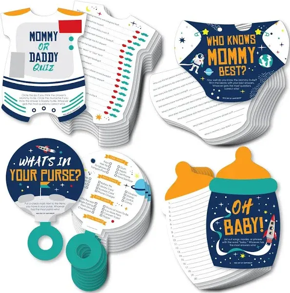 Big Dot of Happiness Blast Off to Outer Space Rocket Ship Baby Shower Games