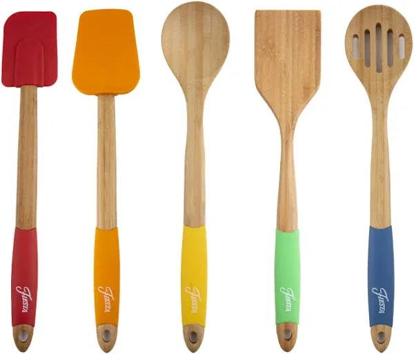 Fiesta Bamboo 5 Piece Silicone Utensil Set