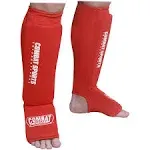 Combat Sports Washable MMA Elastic Cloth Shin & Instep Padded Guards Large Red