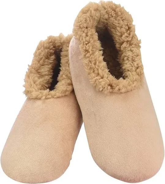 Snoozies Sherpa-Lined Slipper Socks for Women - Fuzzy, Cute, and Cozy Slippers for Women with Non-Slip Sole - Washable House Slippers