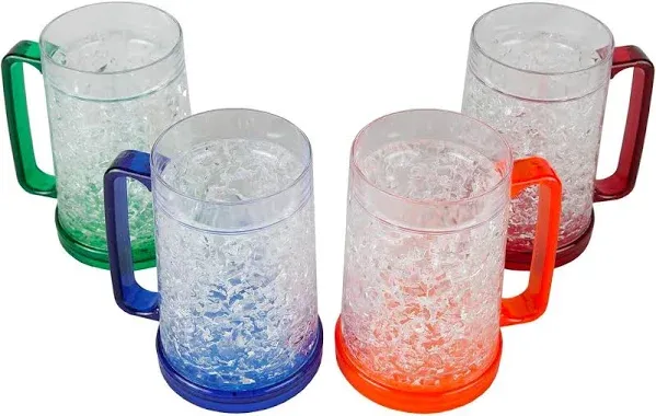 Set of 4 Double Wall Gel Freezer Mug Beverage Container 16 Ounce Capacity Home