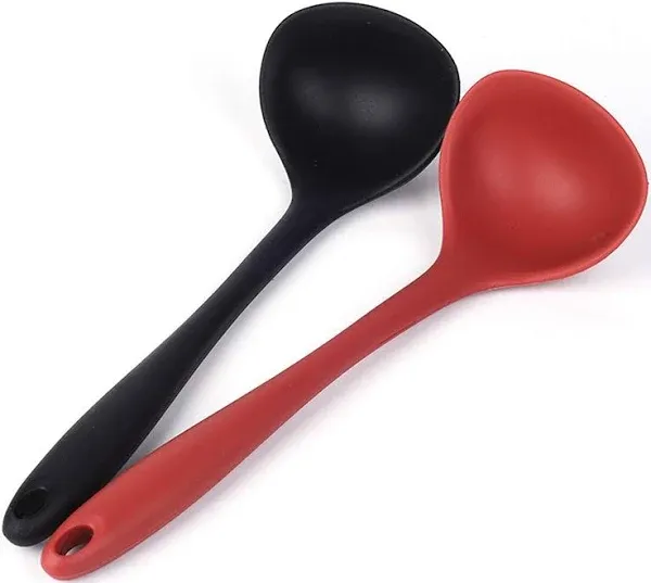 W WBLD Silicone Ladle Soup Spoon Set of 2