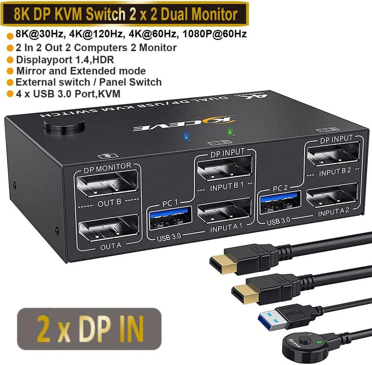 KVM Switch for 2 Monitors and 2 Computers