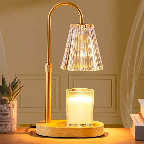 Candle Warmer Lamp - Dimmable Wax Melt Warmer Amber Lampshade Candles Top Warmer for House Warming New Home Bedroom Decor Scented Wax with 2 Bulbs Jar Candles