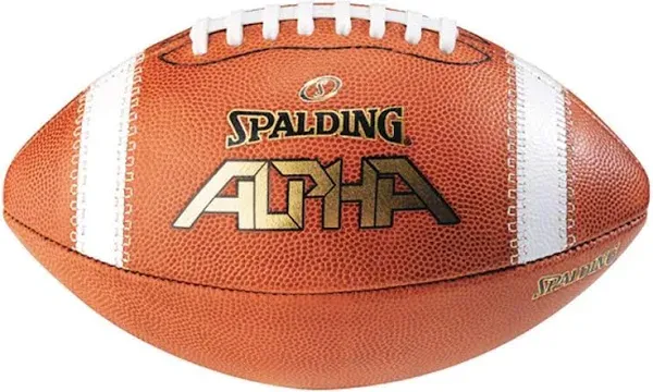 Spalding Alpha Leather Football, Brown, Size: Official