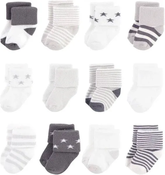 Touched by Nature baby boys Touched Nature Unisex Organic Cotton Socks, Gray Charcoal Stars, 0-6 Months Casual Sock, Gray Charcoal Stars, Months US