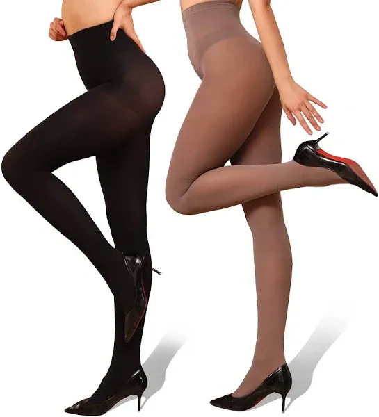 WAKUNA 40D/80D Pantyhose Opaque Tights 2 Pairs Resistant Control Top