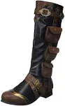 Black/brown 1&#034;heel Knee High Boots Shoes Adult Men Ellie Halloween