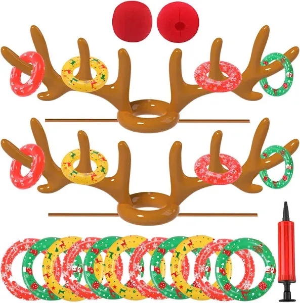 Uniqhia Inflatable Reindeer Antler Ring Toss Game 2023 Christmas Games Ring Toss for Christmas Party Games