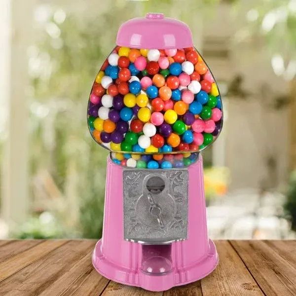 Gumball Machine 15-inch Vintage Metal and Glass Candy Dispenser Machine for H...