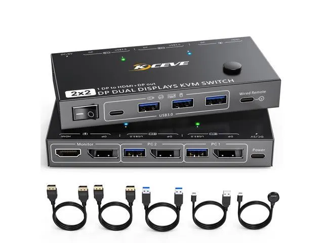 KVM Switch for 2 Monitors and 2 Computers