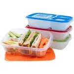 EasyLunchboxes 3-Compartment Bento Lunch Box Containers Set of 4 Classic