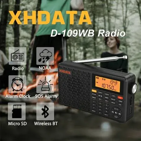 XHDATA D-109WB Fm/mw/lw/sw/noaa Global Band Emergency Radio with Bluetooth MP3 Music player,TF card