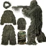 5 in 1 Ghillie Suit,3D Camouflage Hunting Apparel Including XLarge or XXLarge