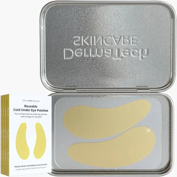 DermaTech Skincare Reusable Under Eye Patches Eco-Friendly Wrinkle Patches with Tin Case | 100% Silicon Re-usable Facial Patches